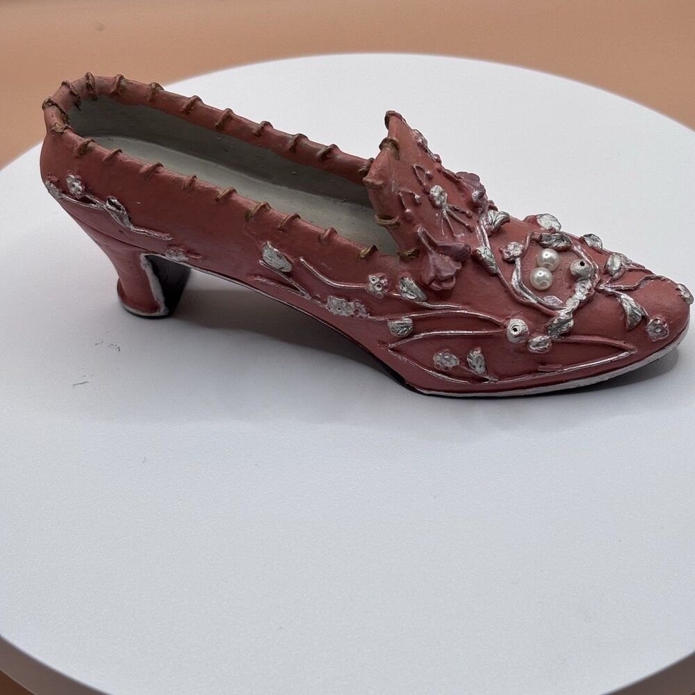 Vintage Style Miniature Shoe Sculptures Pink Floral & Teal Rhinestone Decorative - Picture 13 of 16